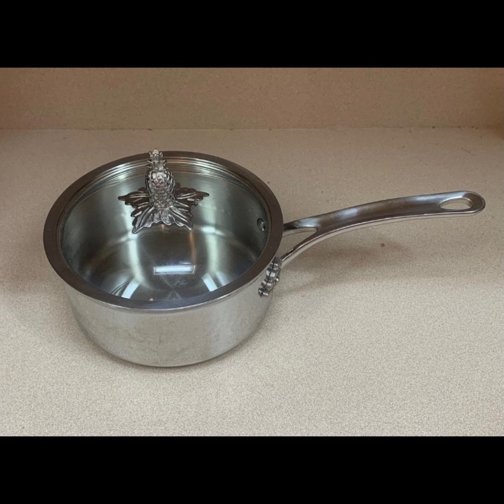Ruffini Opus Prima Hammered Stainless- Steel Sauce Pan with Pineapple Knob